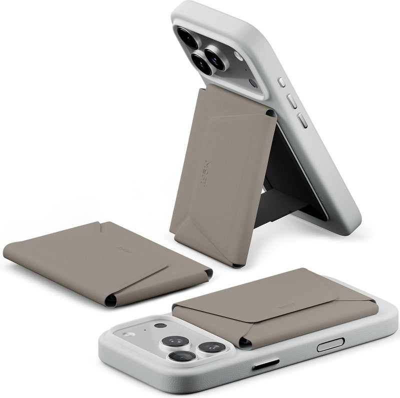 MOFT محفظة ماغسيف، حاملة 8 بطاقات، حامل هاتف مغناطيسي بتصميم سحب للوصول، حجب RFID، ضبط الزاوية ومحفظة مينيملست سناب فيلد للرجال، مستلزمات السفر، لون توبي - Image 1